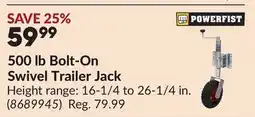 Princess Auto 500 lb Bolt-On Swivel Trailer Jack offer