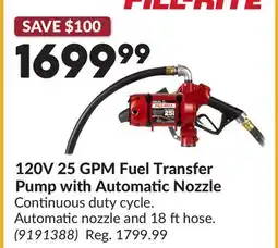 Princess Auto 120V 25 GPM Fuel Transfer Pump with Automatic Nozzle offer