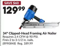 Princess Auto 34° Clipped-Head Framing Air Nailer offer