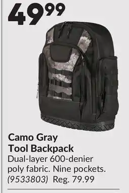 Princess Auto Camo Gray Tool Backpack offer