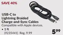 Princess Auto 1 ft USB-C to Lightning Braided Charge-and-Sync Cables offer
