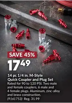 Princess Auto 14 pc 1/4 in. M-Style Quick Coupler and Plug Set offer