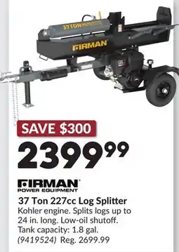 Princess Auto 37 Ton 227cc Log Splitter offer