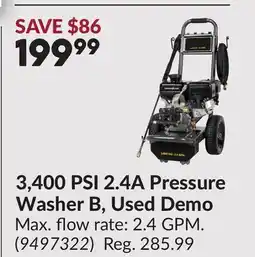 Princess Auto 3,400 PSI 2.4A Pressure Washer B, Used Demo offer