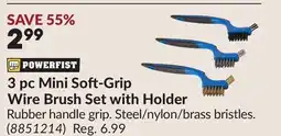 Princess Auto 3 pc Mini Soft-Grip Wire Brush Set with Holder offer