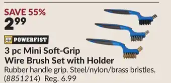 Princess Auto 3 pc Mini Soft-Grip Wire Brush Set with Holder offer