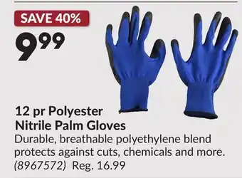 Princess Auto 12 pr Polyester Nitrile Palm Gloves offer
