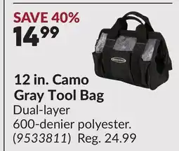 Princess Auto 12 in. Camo Gray Tool Bag offer
