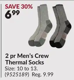 Princess Auto 2 pr Men's Crew Thermal Socks offer