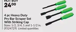 Princess Auto 4 pc Heavy Duty Pry Bar Scraper Set With Striking Cap offer