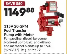 Princess Auto 115V 20 GPM Fuel Transfer Pump with Meter offer