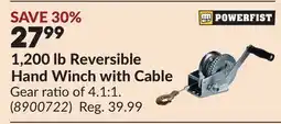 Princess Auto 1,200 lb Reversible Hand Winch with Cable offer