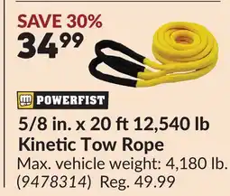 Princess Auto 5/8 in. x 20 ft 12,540 lb Kinetic Tow Rope offer