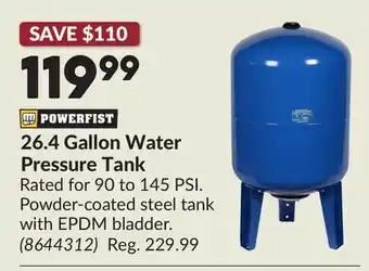 Princess Auto 26.4 Gallon Water Pressure Tank offer