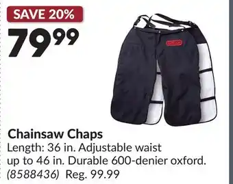 Princess Auto Chainsaw Chaps offer