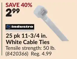 Princess Auto 25 pk 11-3/4 in. White Cable Ties offer
