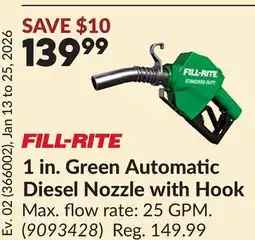 Princess Auto 1 in. Green Automatic Diesel Nozzle with Hook offer