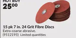 Princess Auto 15 pk 7 in. 24 Grit Fibre Discs offer