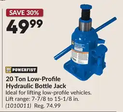Princess Auto 20 Ton Low-Profile Hydraulic Bottle Jack offer