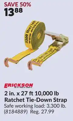 Princess Auto 2 in. x 27 ft10,000 lb Ratchet Tie-Down Strap offer