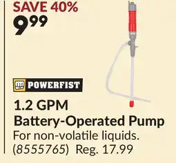 Princess Auto 1.2 GPM Battery-Operated Pump offer