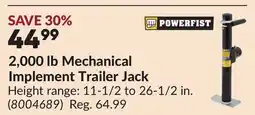 Princess Auto 2,000 lb Mechanical Implement Trailer Jack offer