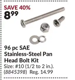 Princess Auto 96 pc SAE Stainless-Steel Pan Head Bolt Kit offer