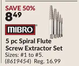 Princess Auto 5 pc Spiral Flute Screw Extractor Set offer