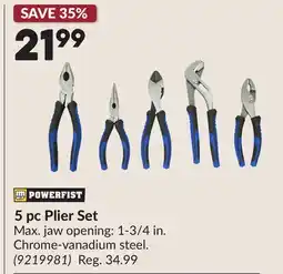 Princess Auto 5 pc Plier Set offer