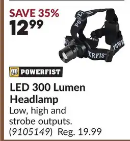 Princess Auto LED 300 Lumen Headlamp offer
