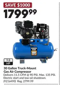 Princess Auto 30 Gallon Truck-Mount Gas Air Compressor offer