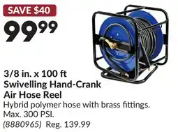 Princess Auto 3/8 in. x 100 Swivelling Hand-Crank Air Hose Reel offer