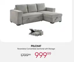 Meubles RD Pelchat - Convertible & Reversible Corduroy Velvet Sectional with Storage offer