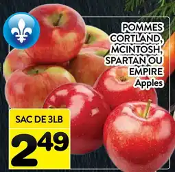 Supermarché PA POMMES CORTLAND, MCINTOSH, SPARTAN OU EMPIRE | Apples offer