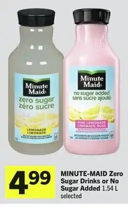 IGA Minute-maid zero sugar drinks or no sugar added offer