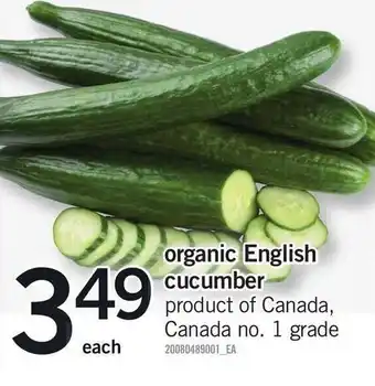 Loblaws Organic english cucumber offer
