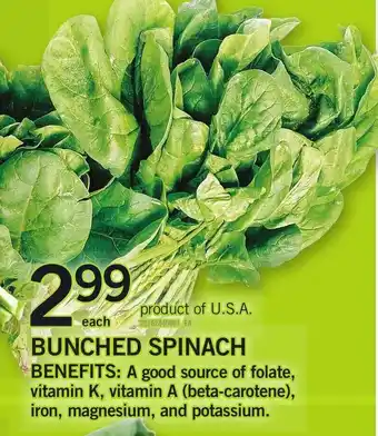 Loblaws Bunched spinach offer