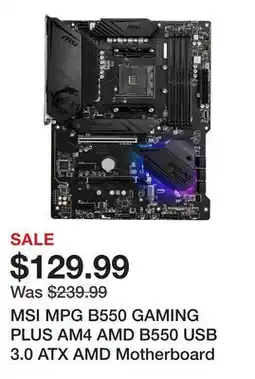 Newegg MSI MPG B550 GAMING PLUS AM4 AMD B550 USB 3.0 ATX AMD Motherboard offer