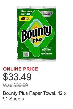 Costco Bounty Plus Paper Towel, 12 x 91 Sheets offer