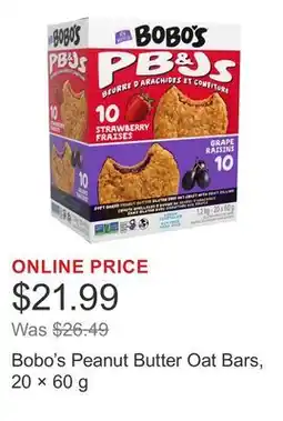 Costco Bobo's Peanut Butter Oat Bars, 20 × offer