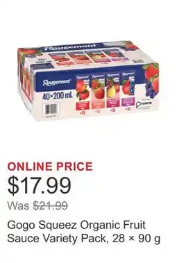 Costco Gogo Squeez Organic Fruit Sauce Variety Pack, 28 × offer