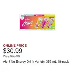 Costco Alani Nu Energy Drink Variety, 355 mL 18-pack offer