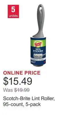 Costco Scotch-Brite Lint Roller, 95-count, 5-pack offer