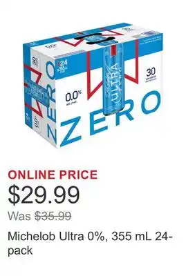 Costco Michelob Ultra 0%, 355 mL 24-pack offer
