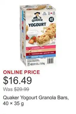Costco Quaker Yogourt Granola Bars, 40 × offer
