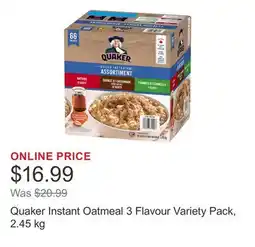 Costco Quaker Instant Oatmeal 3 Flavour Variety Pack offer