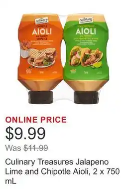Costco Culinary Treasures Jalapeno Lime and Chipotle Aioli offer