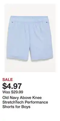Old Navy Old Navy Above Knee StretchTech Performance Shorts for Boys offer