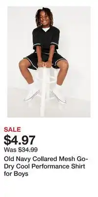 Old Navy Old Navy Collared Mesh Go-Dry Cool Performance Shirt for Boys offer