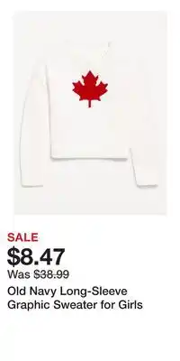 Old Navy Old Navy Long-Sleeve Graphic Sweater for Girls offer